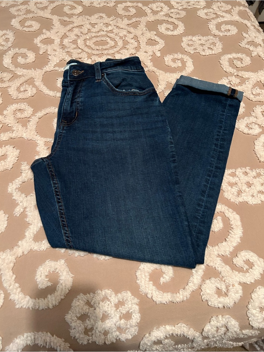 Women's Dark Blue Ankle Crop Jeans - Classic Slim Fit